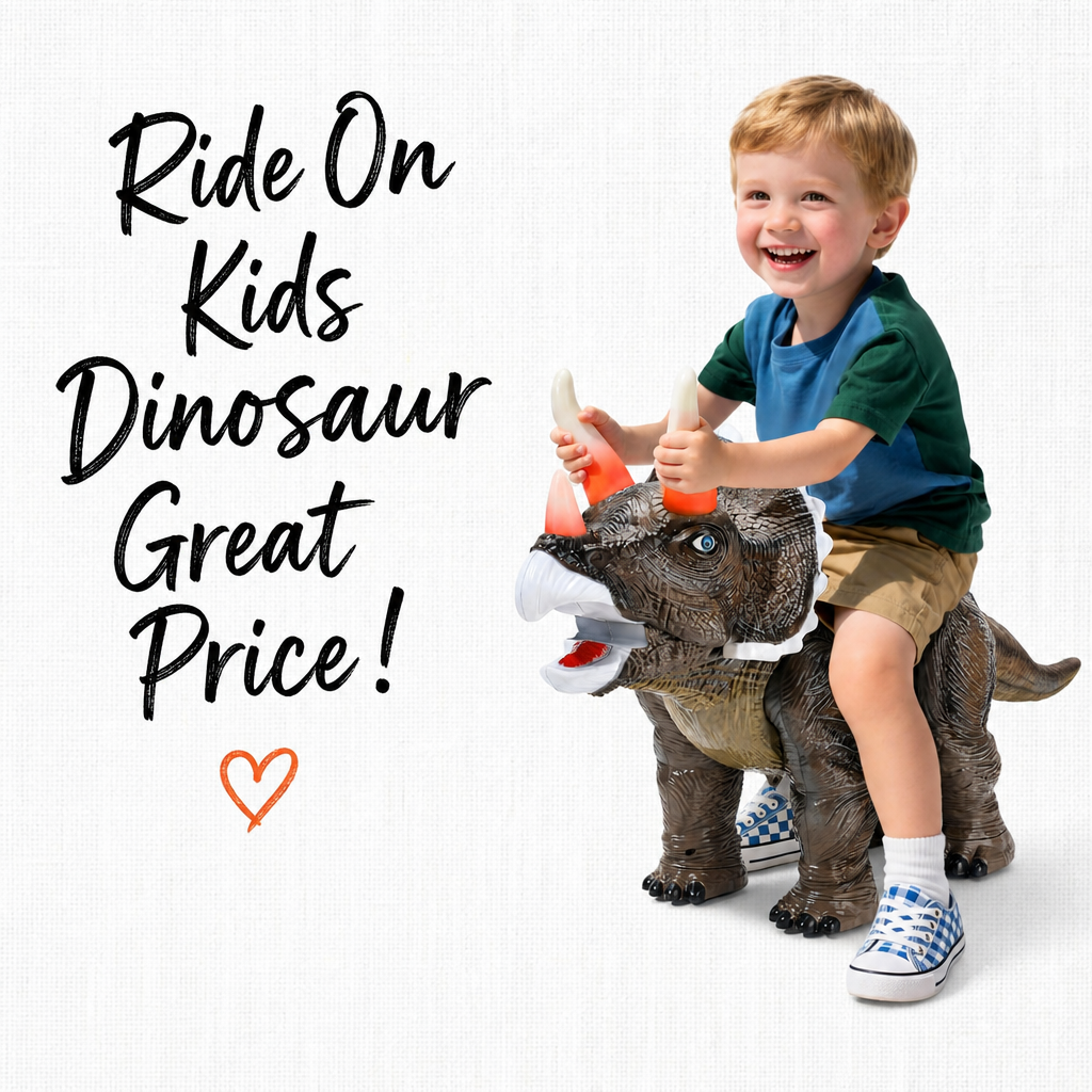 Dinosaur Ride On Toy Car,Indoor/Outdoor Play Gift for Kids(Triceratops)