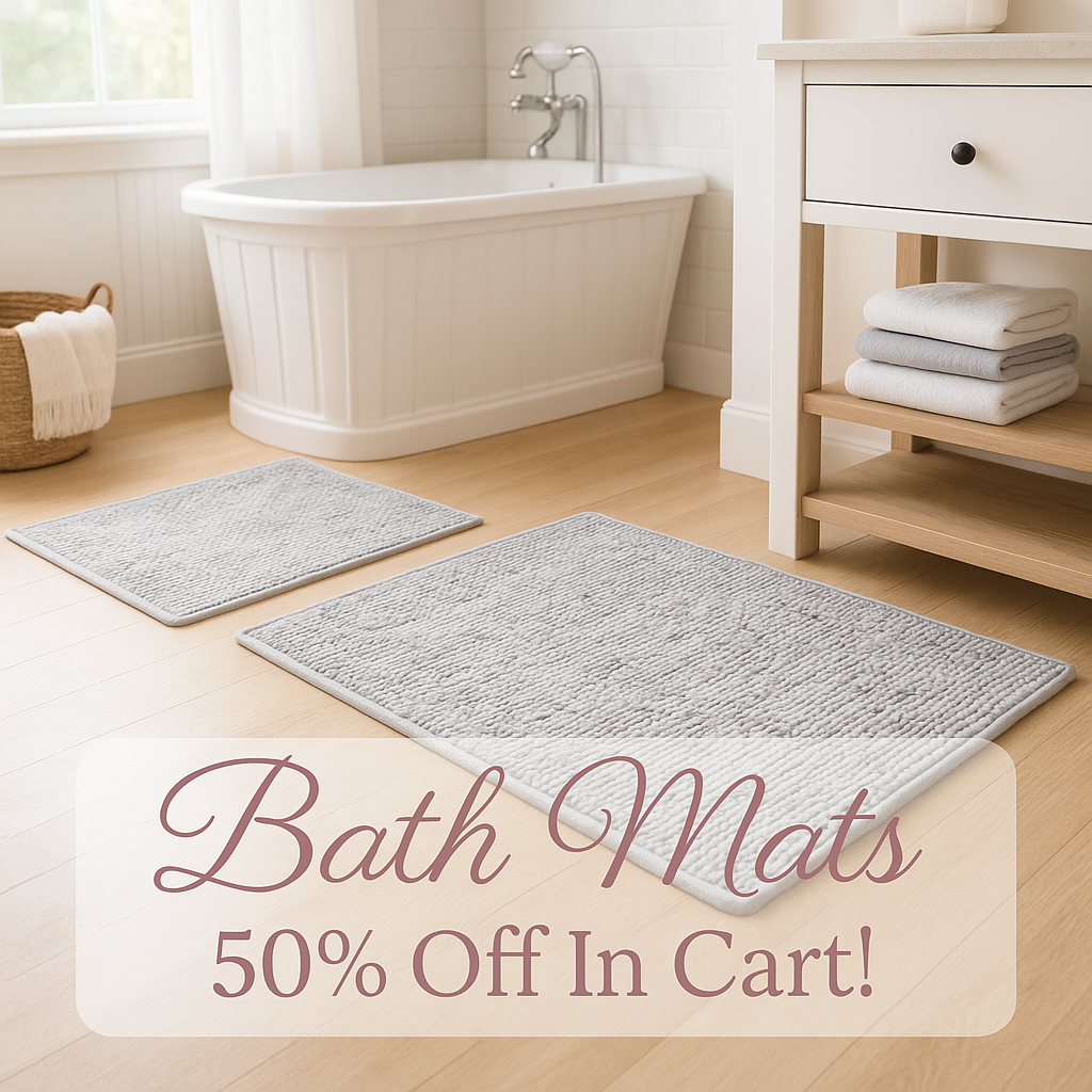 PADOOR Thin Bath Mats, Braided Bath Mats for Bathroom, No-Slip Rubber Backed Bath Rugs, Machine Washable & Quick Dry Absorbent Bathroom Mat (17"x28", Khaki)