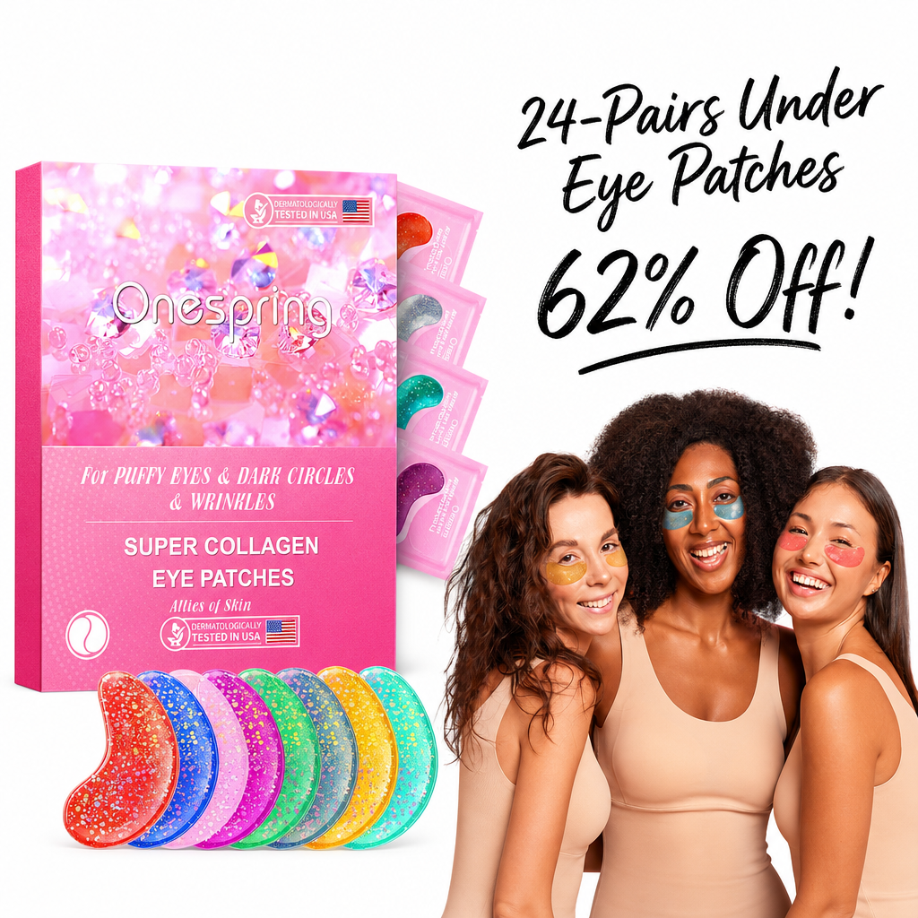 Onespring Under Eye Patches (24 Pairs) - Eye Masks for Wrinkles, Puffy Eyes, Dark Circles, Eye Bags, Under Eye Mask for Refreshing, Revitalizing, Gifts for Mom, Birthday Gift for Teenage Girls
