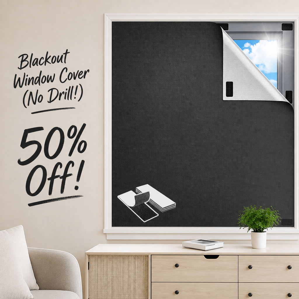 Blackout Window Cover 400x148cm, Portable Blackout Curtains for Bedroom, Temporary Blackout Blinds Window Privacy Film, No Drill Blackout Shades for Media Room Travel Skylight, 30 Hook & Loops, 420D