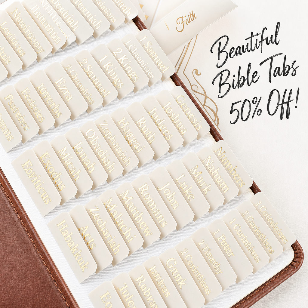 Bible Tabs, Large Print Laminated Bible Tabs with Gold Foil Lettering