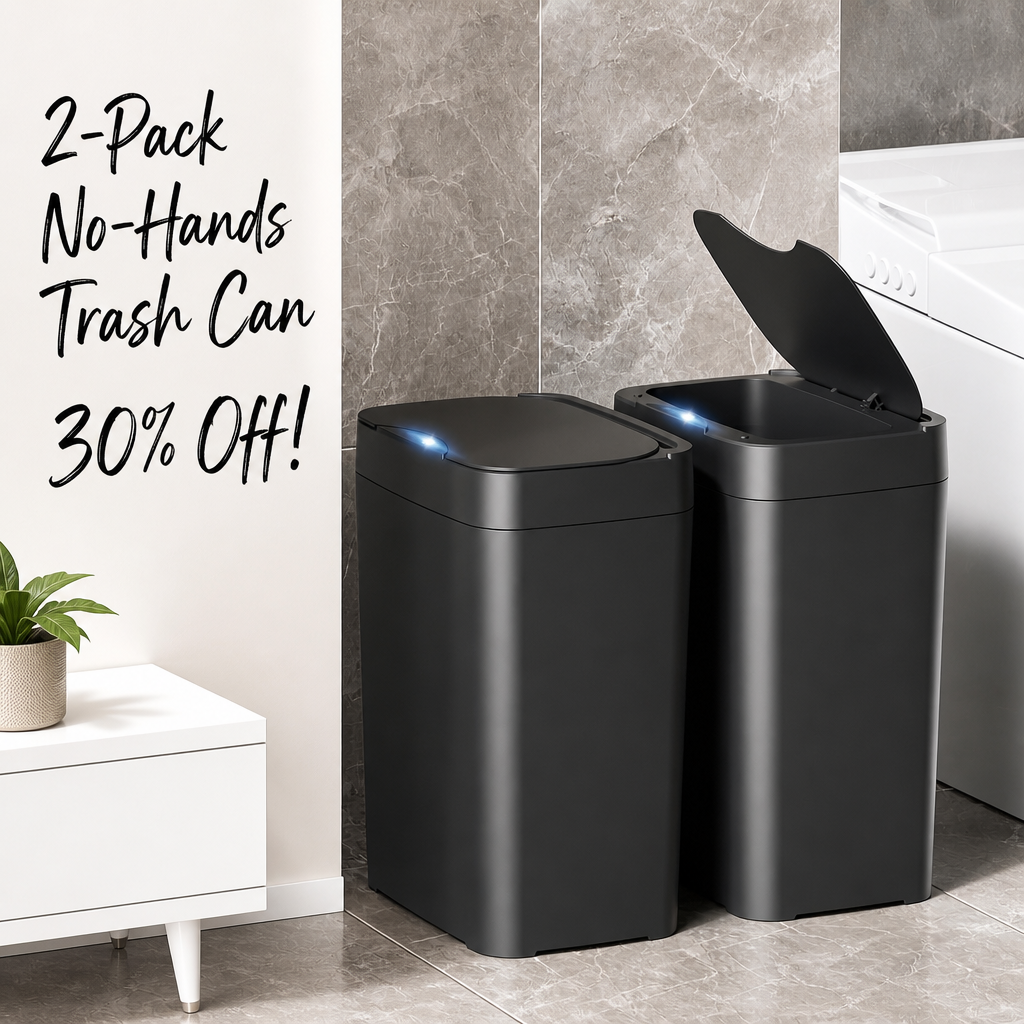 Vanpopubs 2 Pack 2.7 Gal Bathroom Trash Can with Lid, Automatic Trash Can Small Smart Garbage Can Touchless, Slim Motion Sensor Waterproof Plastic Trash Bins for Bedroom Office Kitchen Toilet