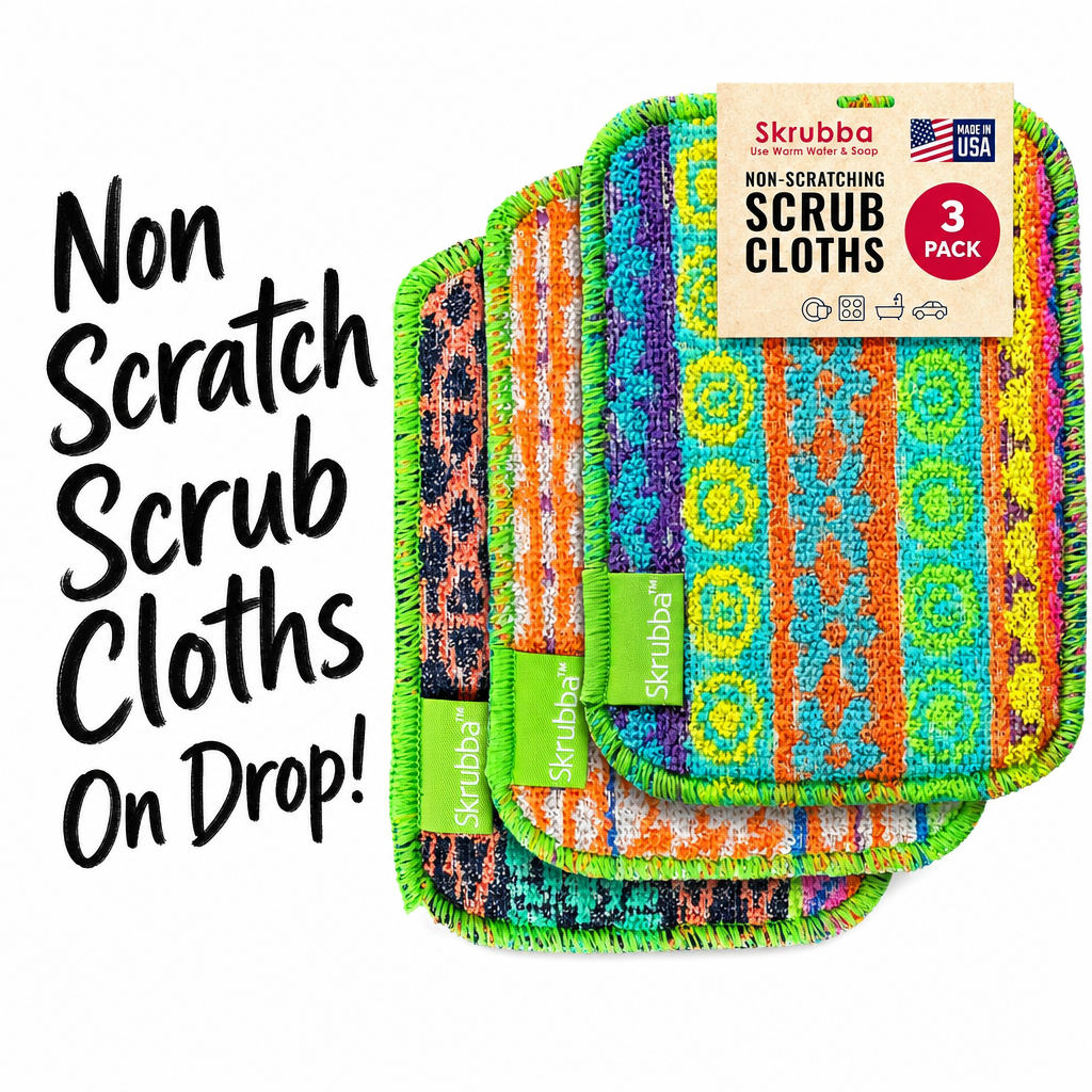 Wet-it! Skrubba 3-Pack Reusable Dish Scrubbers – Non-Scratch Scouring Pads for Kitchen & Household – Eco-Friendly, Dishwasher Safe Scrub Sponges for Dishes, Pots & Pans (Vogue)