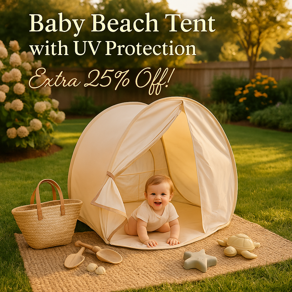 Pivoryla Baby Beach Tent, Pop Up Baby Tent with UV Protection, 37"x29"x33" Baby Sun Shade, Portable Baby Beach Essentials | 1.2lbs Lightweight, Sand-Proof Mesh Door, 4 Steel Stakes & Carry Bag
