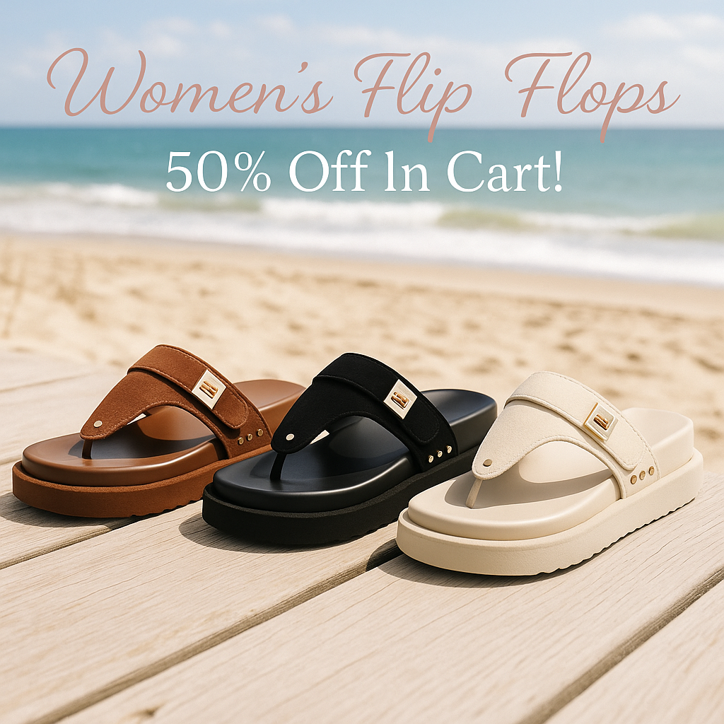 VOMIRA Black Flip Flops for Women Suede Buckle Studded Clip Toe Arch Support Slip On Platform Wedge Sandals Summer Beach Flat Sandals Comfort Slide Sandals
