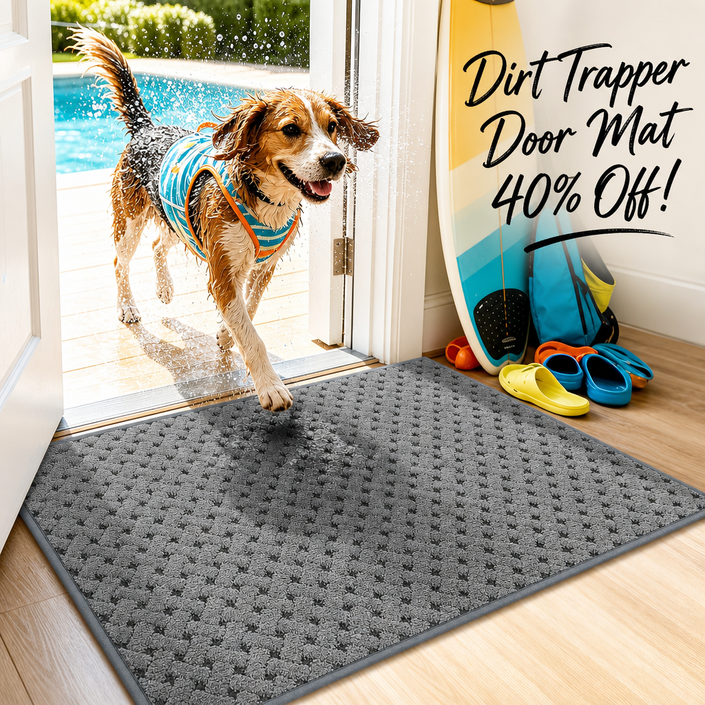 BEQHAUSE Dirt Trapper Door Mat Non-Slip Entryway Rugs, 20" x 32", Grey