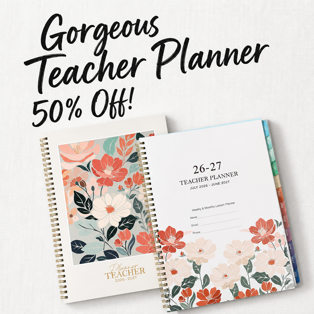 Teacher Planner 2026-2027 - 2026-2027 Teacher Planner | Weekly & Monthly Lesson Planner, July 2026 - June 2027, 8.5" x 11", Colorful Monthly Tabs, Twin-Wire Binding, Back Pocket