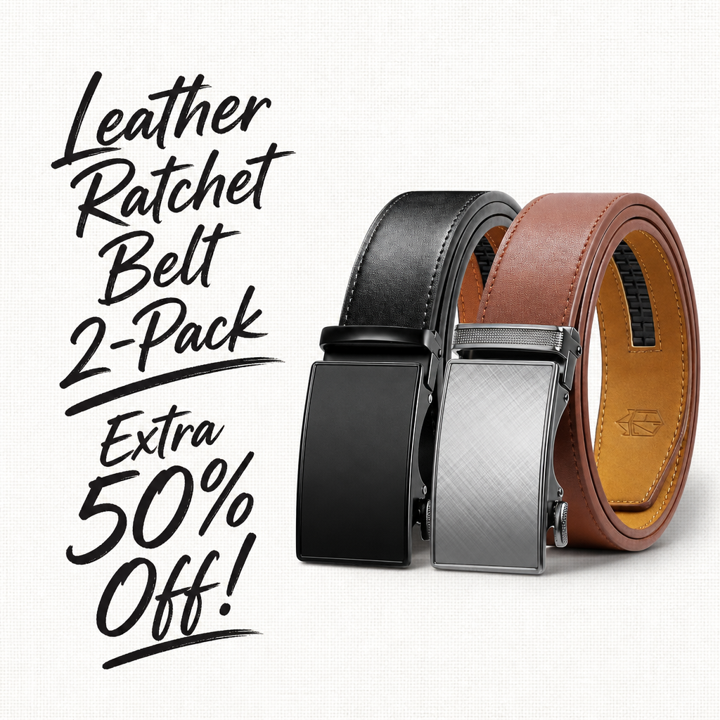 Zitahli Leather Ratchet Belt for Men - 2 Pack Mens belt,Customizable Fit | Everyday Men Dress Pants Belt,Casual Occasion,Classic Style,Gifts for Men on Birthday,Anniversary,Father's Day,and Christmas