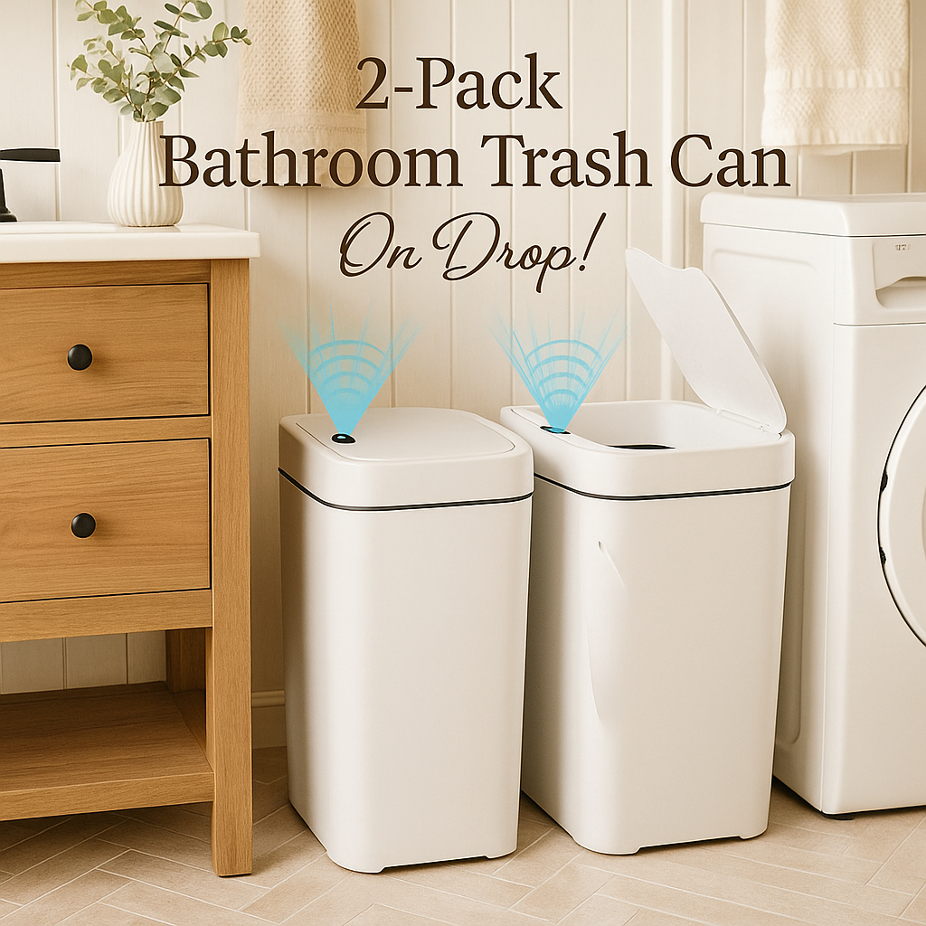 Vanpopubs 2 Pack 2.7 Gal Bathroom Trash Can with Lid, Automatic Trash Can Small Smart Garbage Can Touchless, Slim Motion Sensor Waterproof Plastic Trash Bins for Bedroom Office Kitchen Toilet