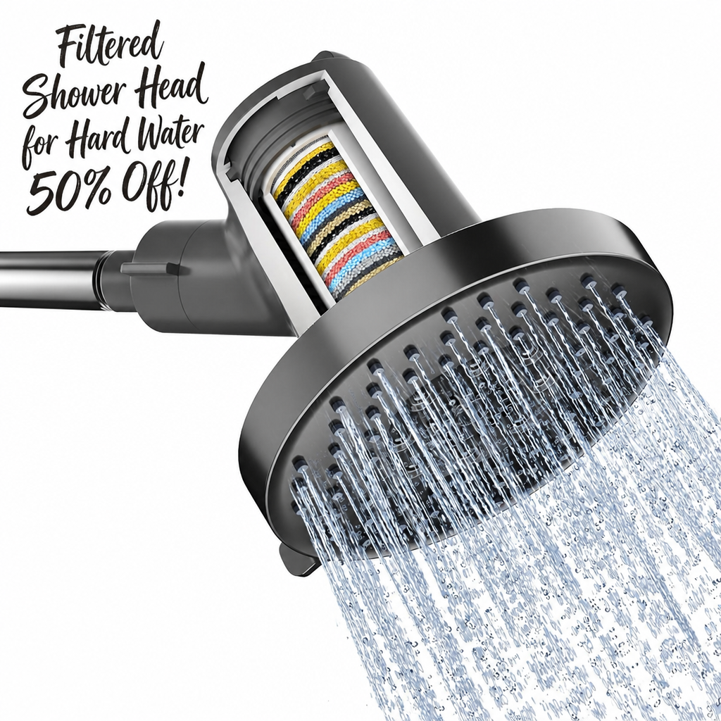 SR SUN RISE Filtered Shower Head with Filters- High Pressure Rain Shower Head,with 20-Stage shower Filter,1.8/2.5 GPM Flow Rate,6 Spray Modes for Hard Water Softener,Remove Chlorine (Chrome,5.5 Inch)