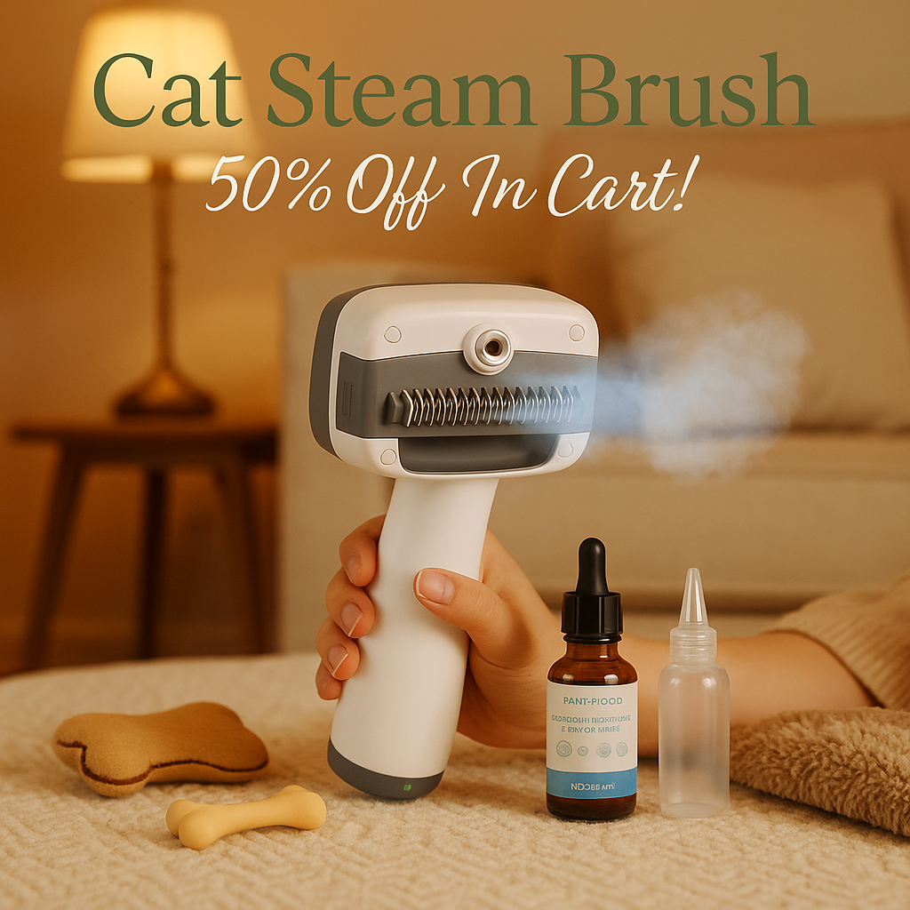 Pet Steam Brush for Dogs & Cats,5-in-1 Self-Cleaning Dog Steam Brush with 3 Swap-in Heads (Grooming, Dematting, Deshedding),Cat Spray Hair Removal Comb,Includes Pet Essence & Storage Bag