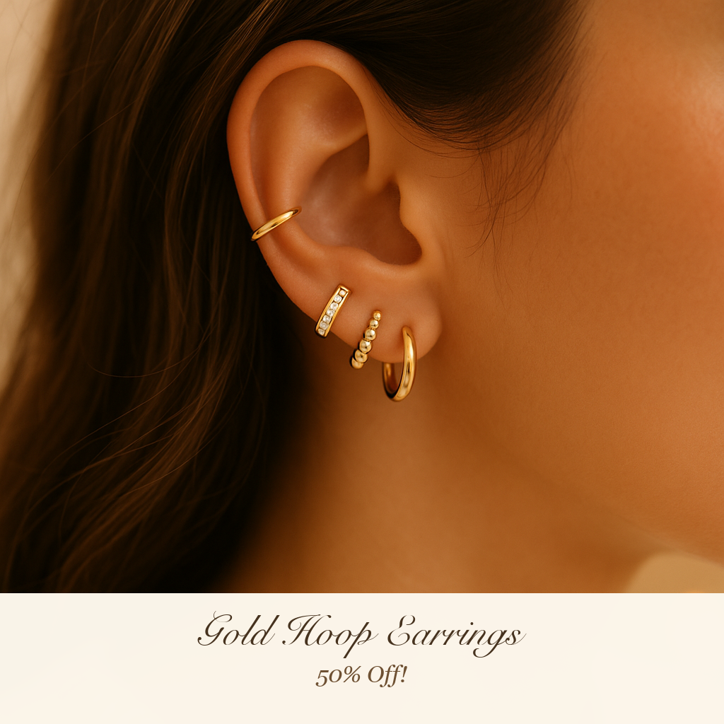 Turandoss Gold Hoop Earrings Set for Women Teen Girls Kids - 14K Gold Plated Beaded Hoops Hypoallergenic Huggie Earrings, Dainty Hoop Earring Set for Multiple Piercing