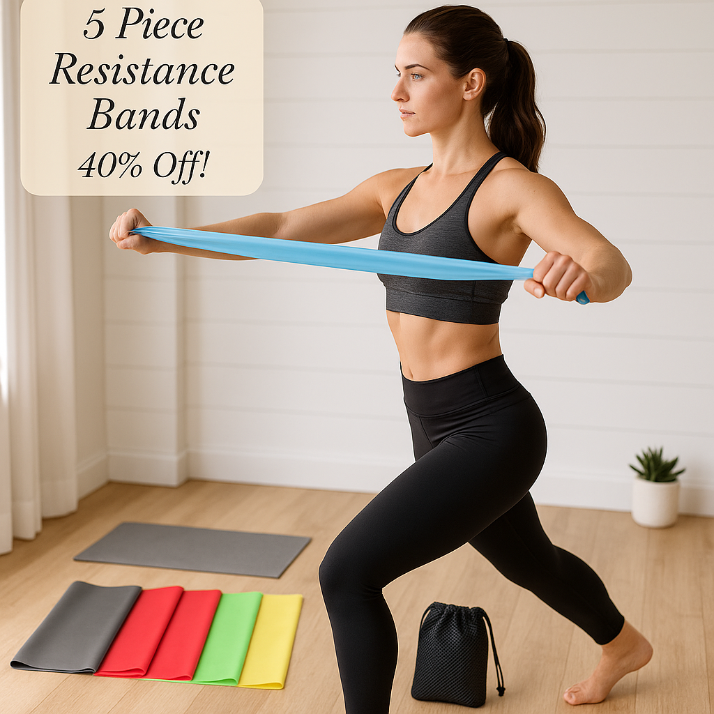 Lianjindun 5 Pcs Professional Resistance Bands. Latex-Free, Pilates Band, Work Out Bands, Stretch Bands for Working Out Women or Men, Exercise Bands Set for Pilates, Physical Therapy, Yoga