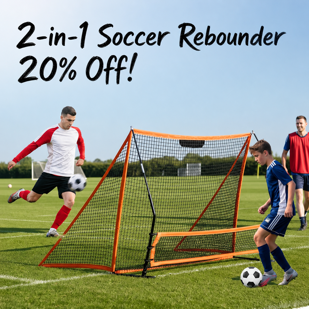 Soccer Rebounder, 2-in-1 Rebounder Soccer with Safety Backstop Net，for Solo Passing, Receiving & Trapping Practice，Soccer Rebounder Board for Kids & Adult，Includes Carry Bag,Stakes& Sandbags