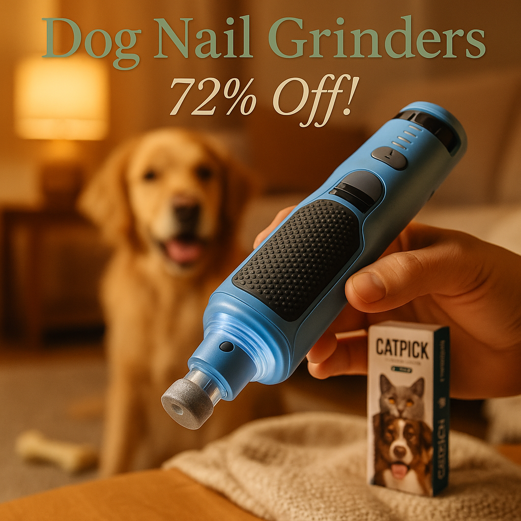 7-Speed Dog & Cat Nail Grinder with Light - Ring LED Safe to Avoid Overcut, Quiet Low Vibration & Powerful Fast, Cordless Rechargeable Toenail Trimmer for Small & Large Puppy & Breeds Paws(Blue)