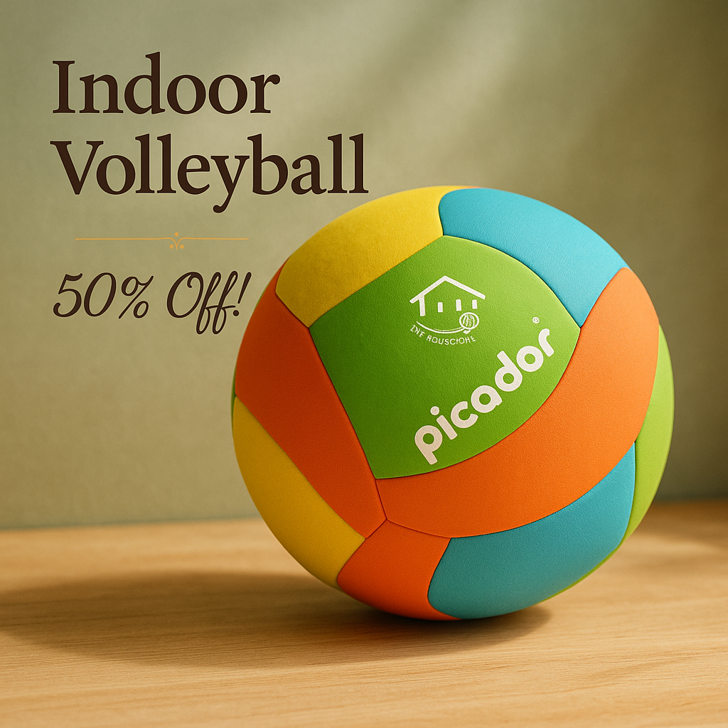 PP PICADOR Soft Indoor Volleyball - Soft and Safe Indoor Volleyballs for Practicing Inside House and Yard, Silent Volleyball with Pump for All Ages