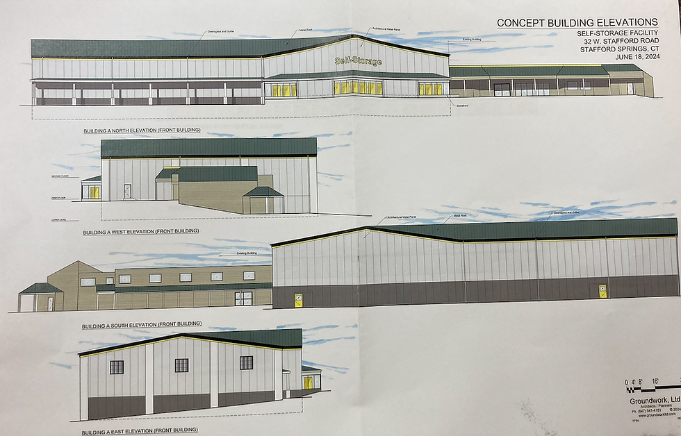 Elevation drawings for self-storage plans.