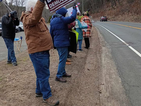 A group of No Kings protestors in Stafford.