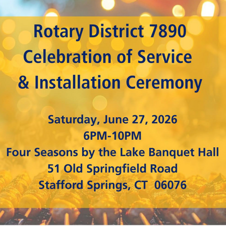 Promotional image with information about the Rotary District 7890 celebration of service