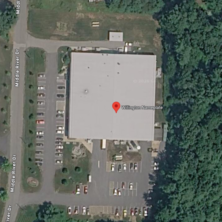 An overhead view of Willington Nameplate from Google Maps.