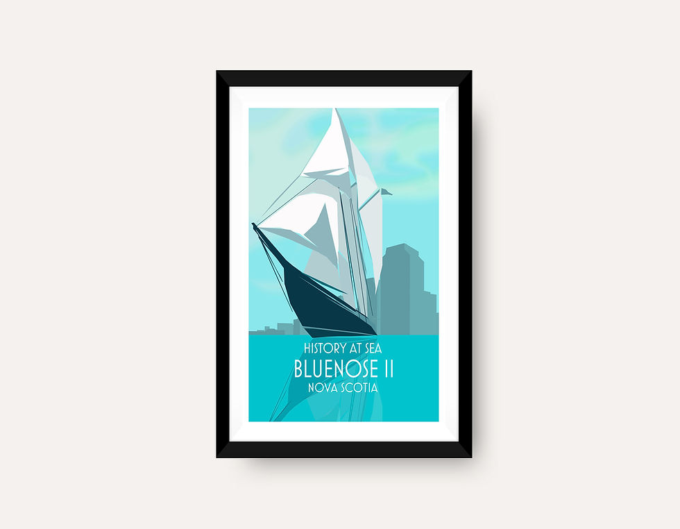 Bluenose II Nova Scotia poster in modern graphic style