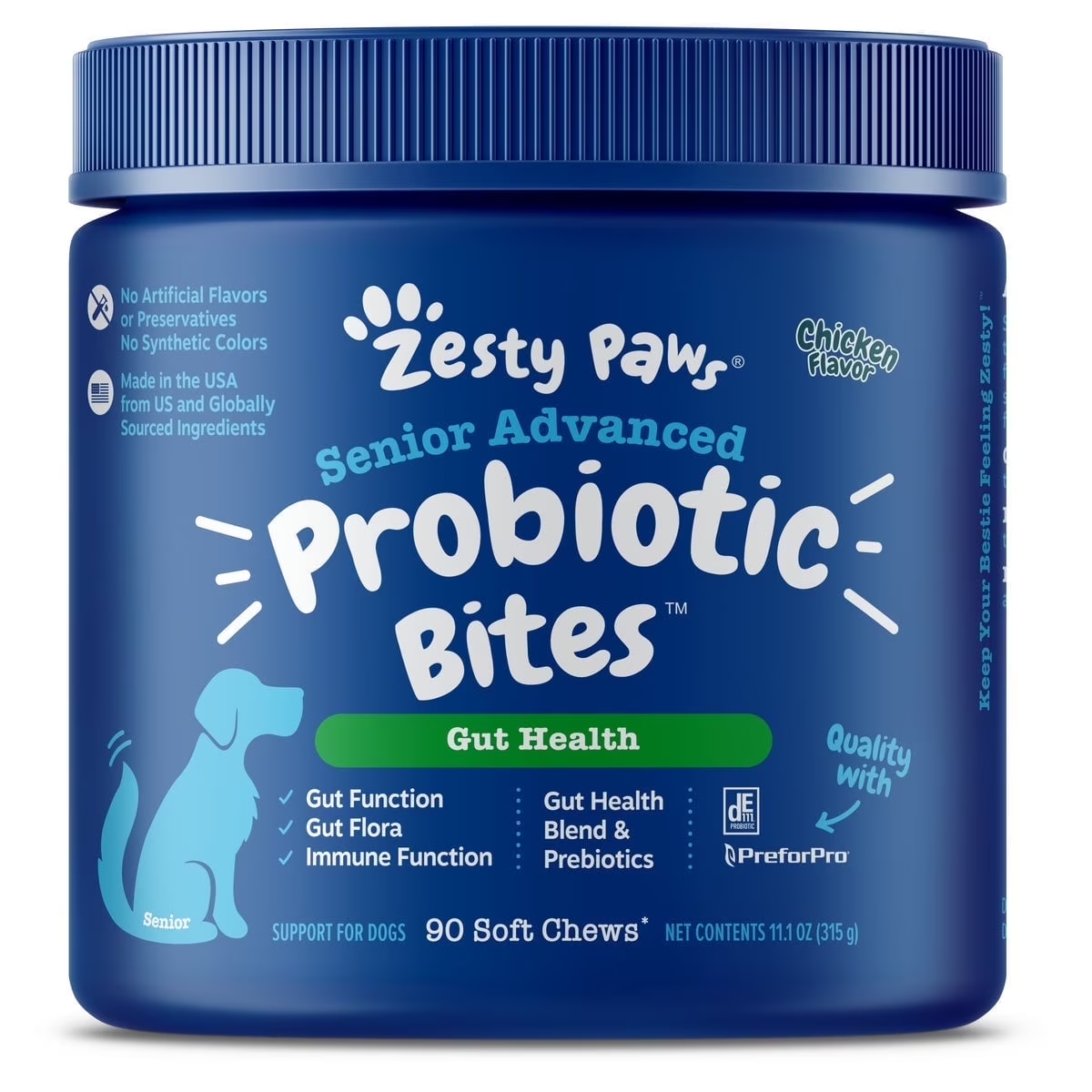 Zesty Paws Senior Advanced Probiotic Bites – Premium Gut & Immune Support