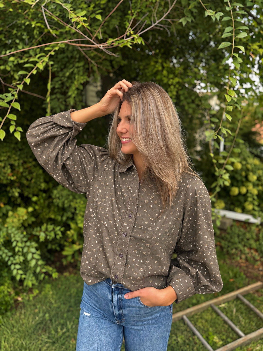 Mocha Floral Blouse
