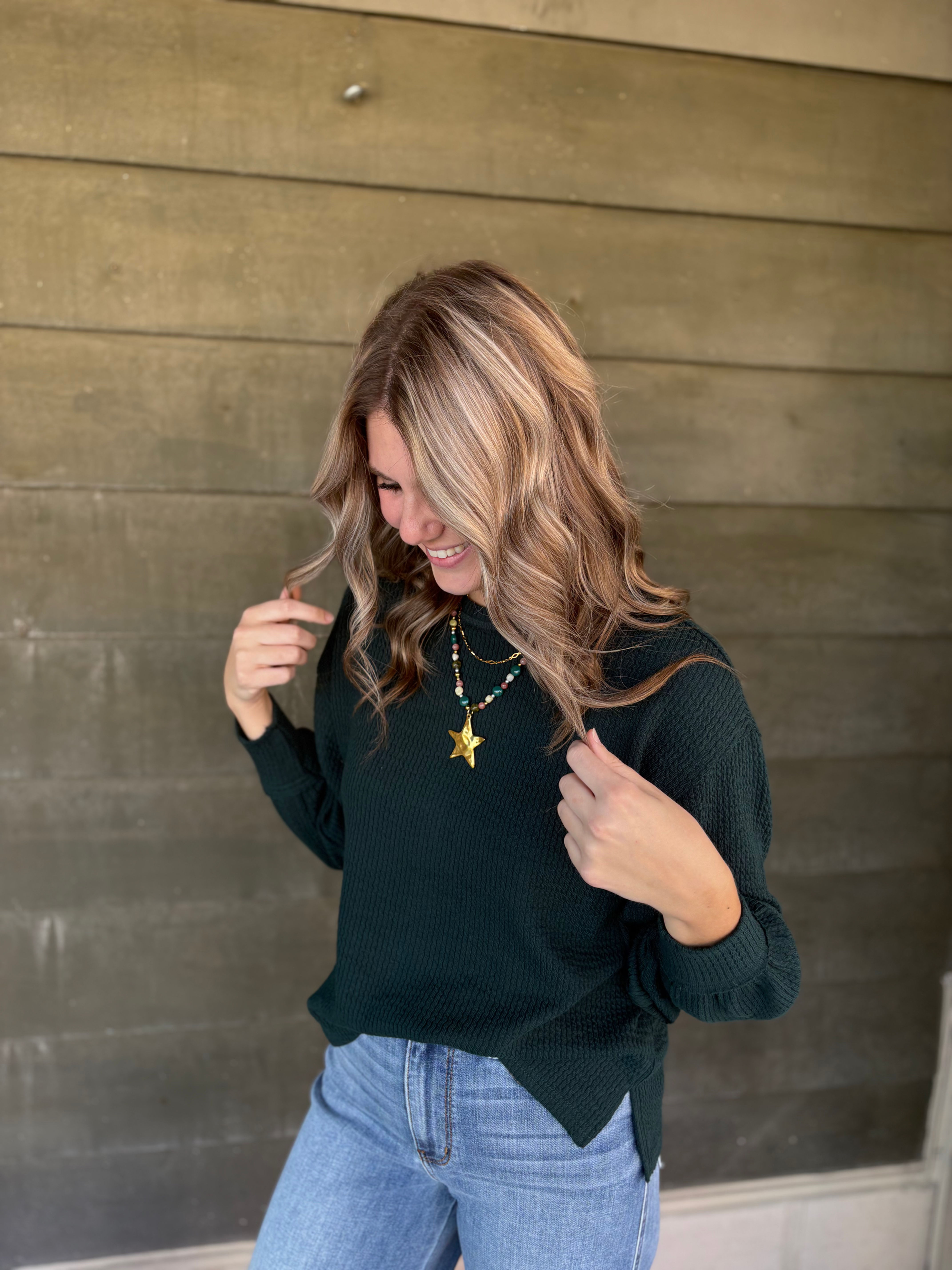 Ribbed Long Sleeve Knit Top