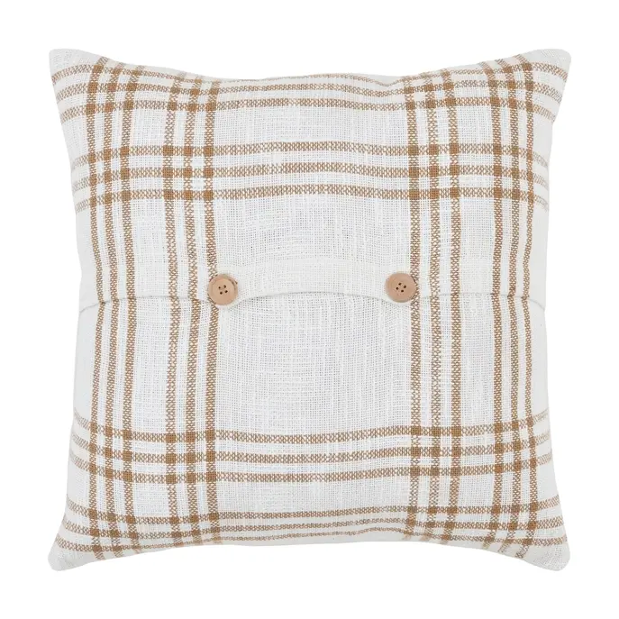 Thumbnail: Woven Textured Wheat Plaid Pillow