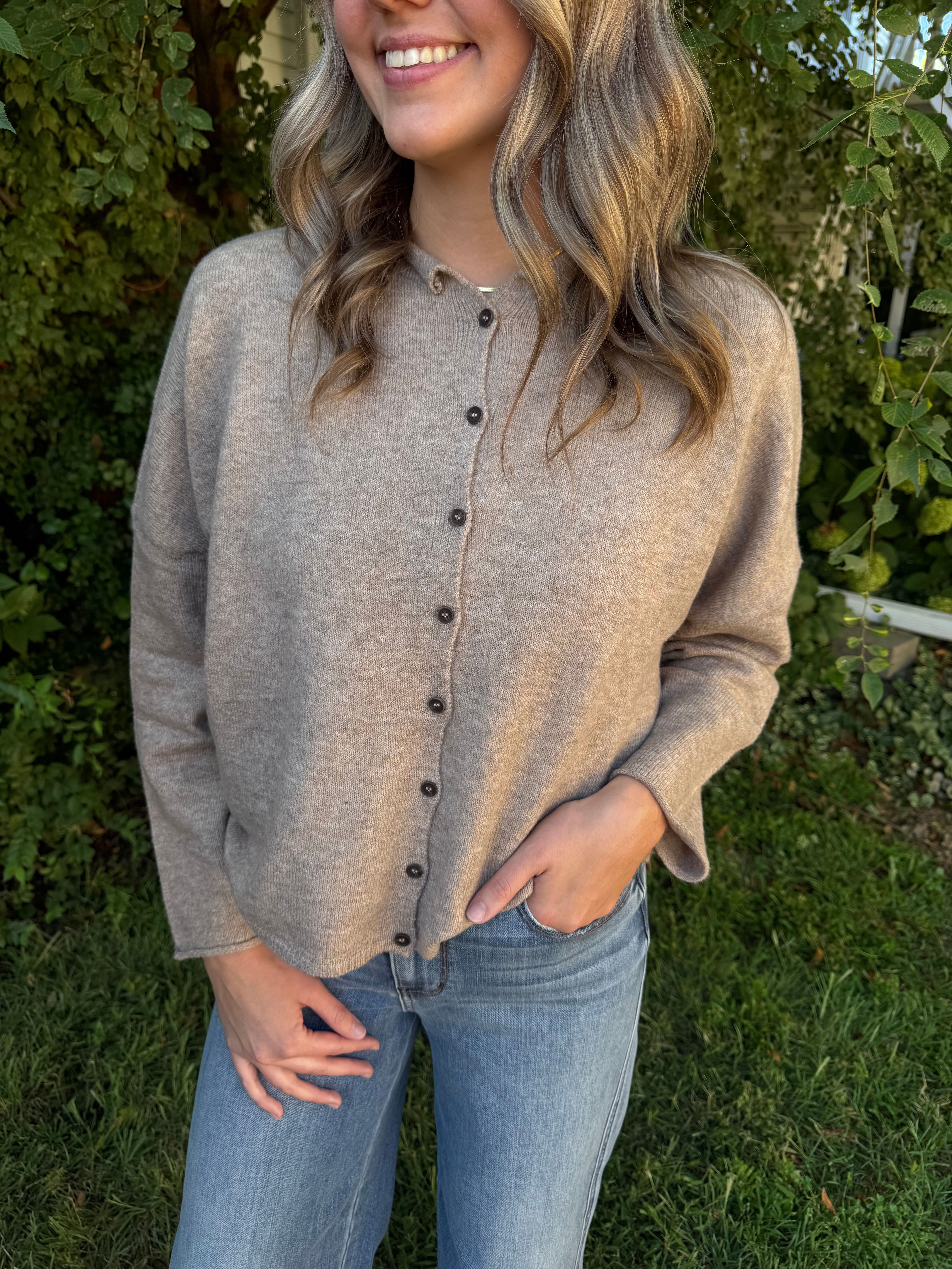 Oatmeal Button Down Cardigan