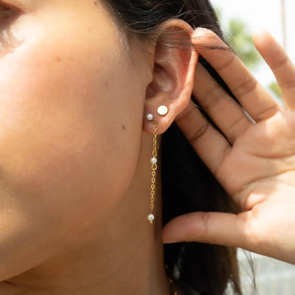Waterproof Chain Pearl Dangle