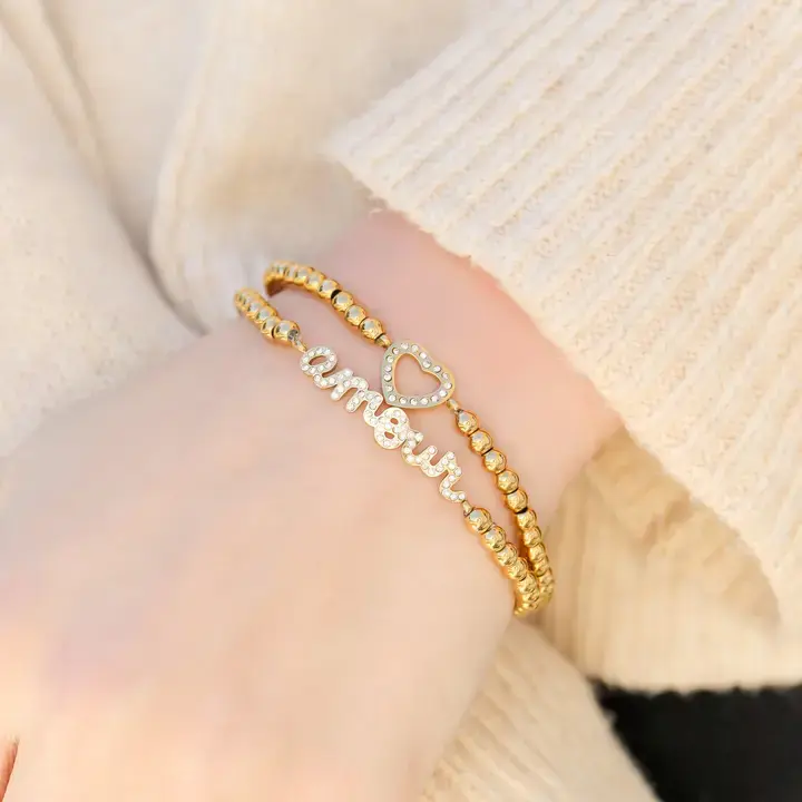 Waterproof Beaded Heart Bracelet