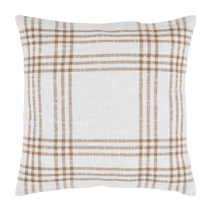 Woven Textured Wheat Plaid Pillow