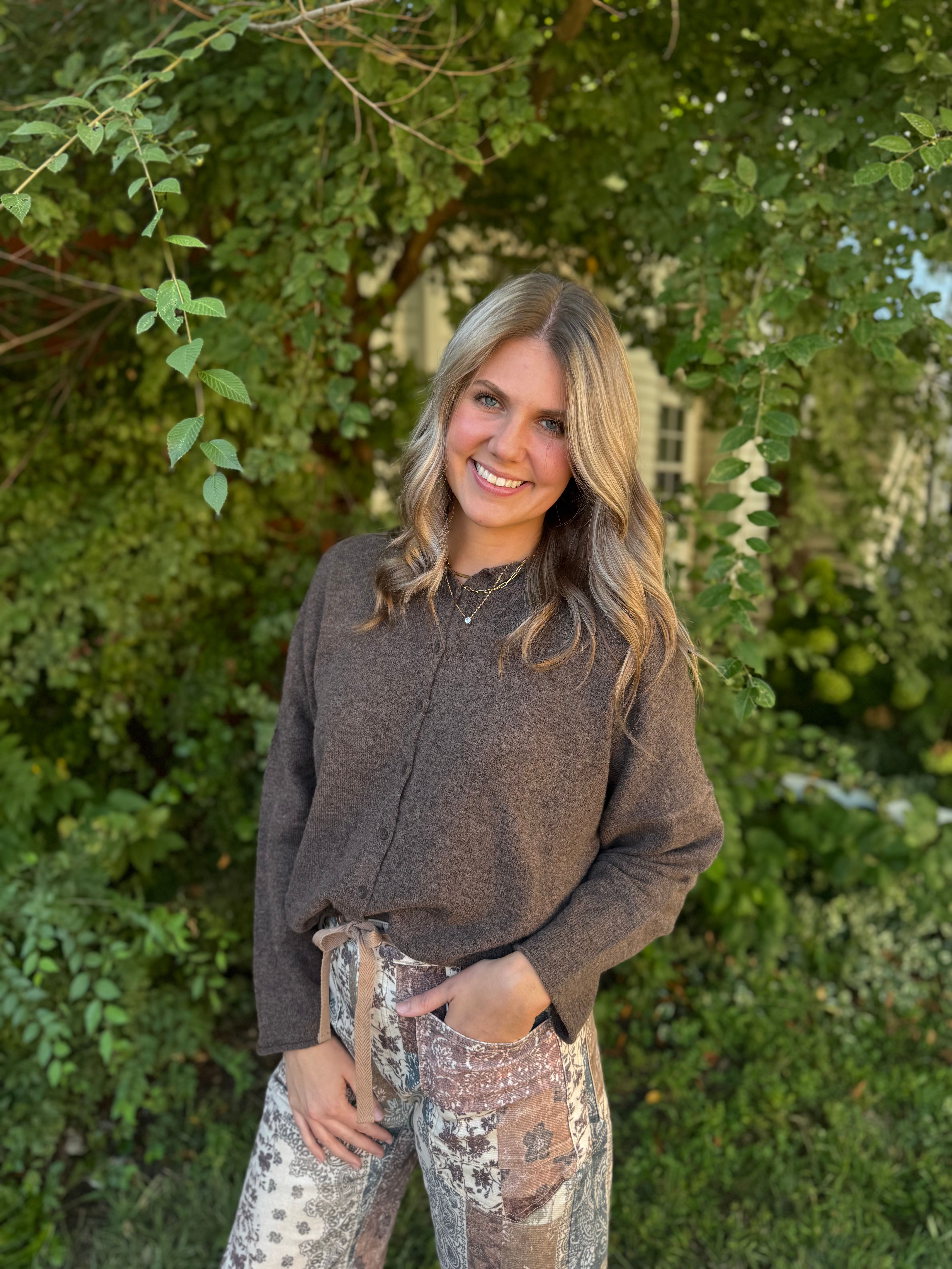 Chestnut Button Down Cardigan