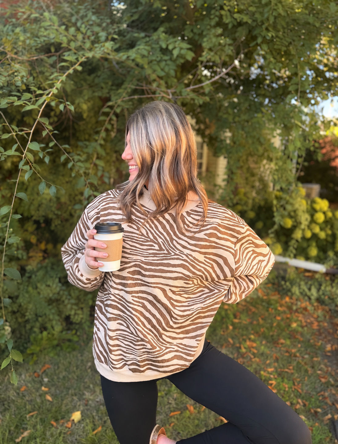 Zebra Mock Neck