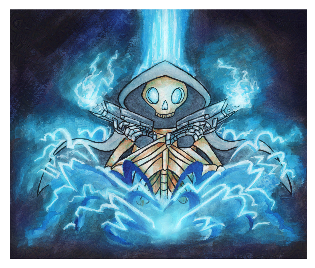 Gunslinger Skeleton - Medium Sticker 3" x 2.5"