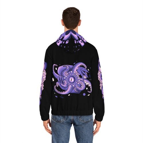 Copy of Copy of Eldritch Octopus Men's Full-Zip Hoodie: Purple