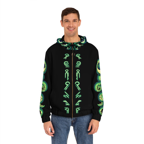 Copy of Copy of Eldritch Octopus Men's Full-Zip Hoodie: Green