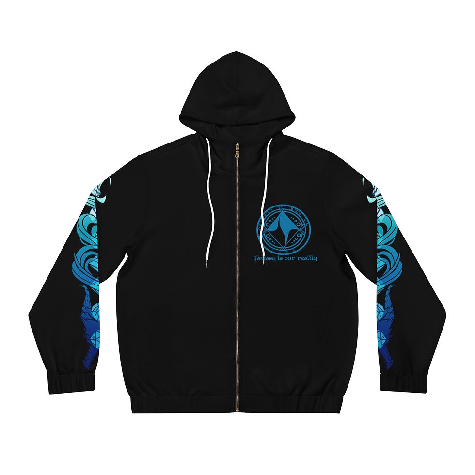 Thumbnail: Dice Dragon (Blue) Men's Full-Zip Hoodie