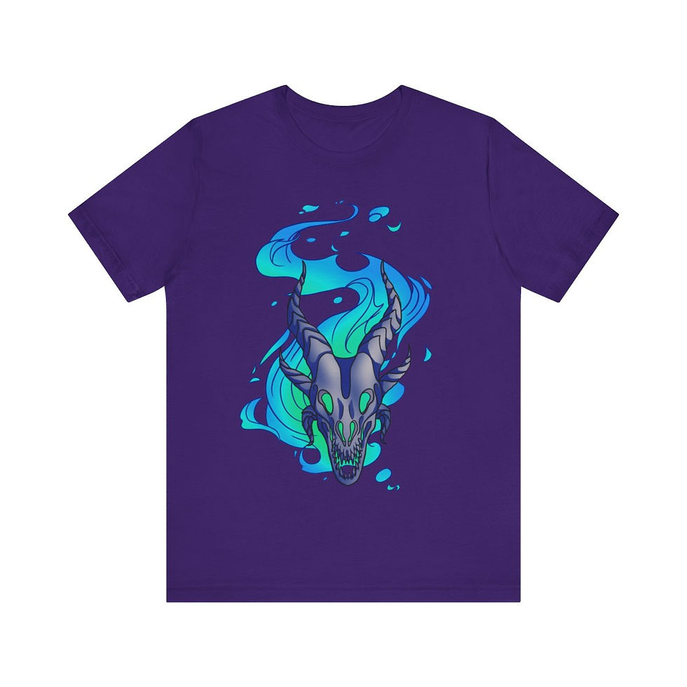 Thumbnail: Dragon Skull, blue Unisex Jersey Short Sleeve Tee