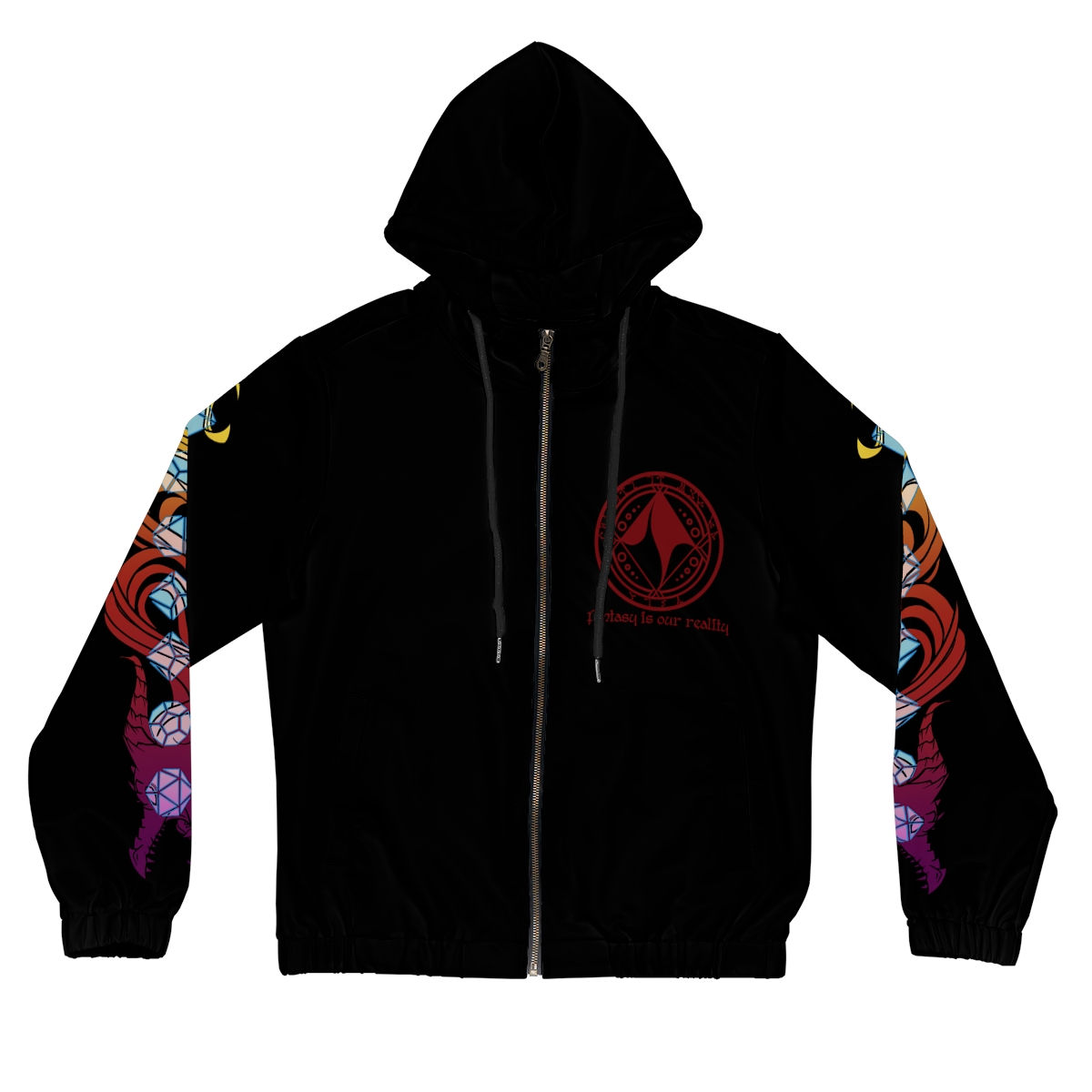 Dice Dragon (Red) Women’s Full-Zip Hoodie