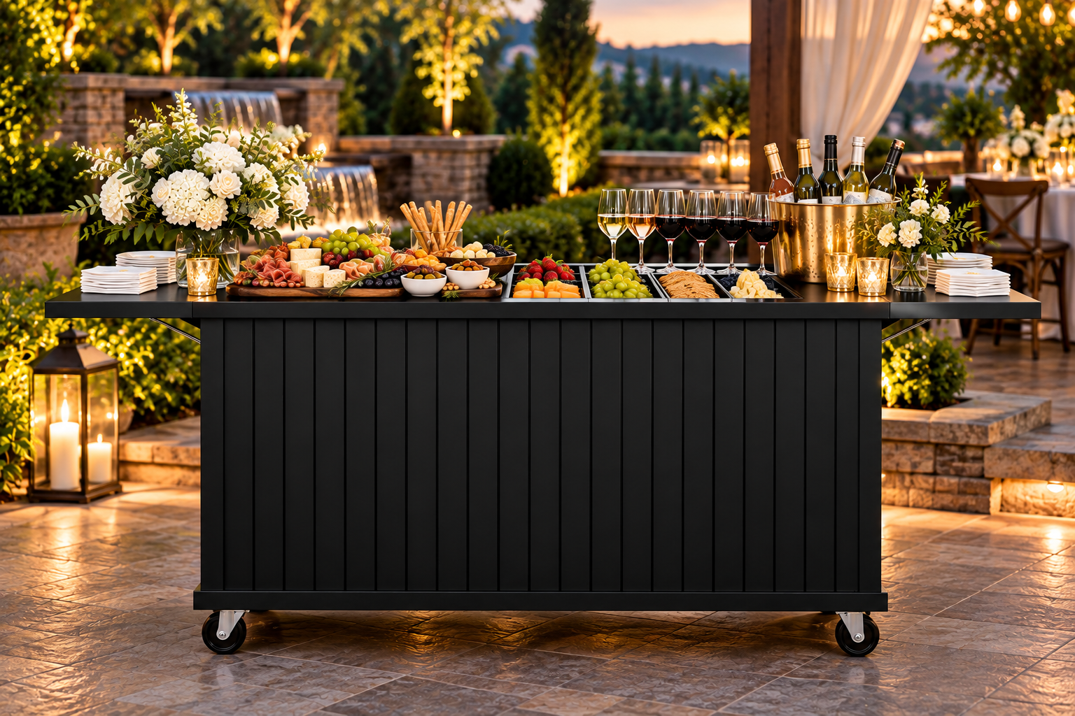 Modern Slatted Charcuterie Cart – Cart Only
