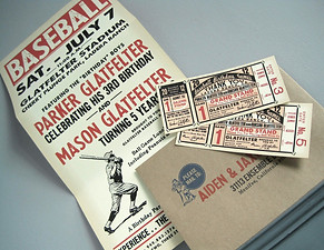 Vintage Baseball Birthday Invitations + Thank You Cards