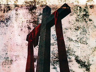 cross with robe dropped over it by tressy jane