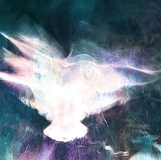 Abstract image of a glowing white bird in motion against a dark, teal background. The ethereal scene evokes a sense of freedom.