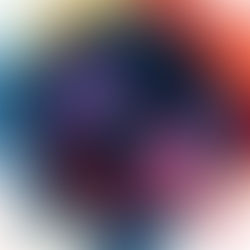 Camera lens with colorful paint splatters in blue, red, and yellow. Text on lens: "ESD 114681." Vibrant, artistic mood.