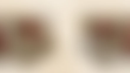 Two abstract skull profiles face each other on a textured beige background, with prominent red and brown hues highlighting facial structures.