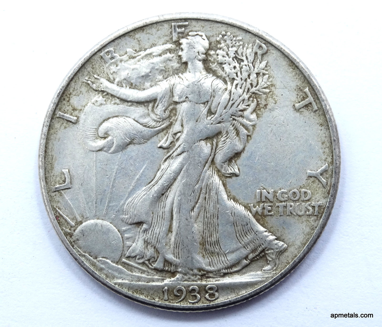 Semi-Key XF+/AU 1938 D 50C Walking Liberty Half Dollar .900 Silver Coin