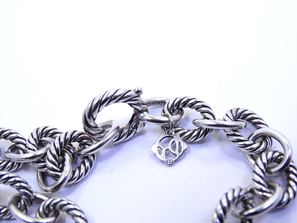 Thumbnail: DAVID YURMAN DY 925 Cable Design Oval Link Sterling Silver Bracelet 8"