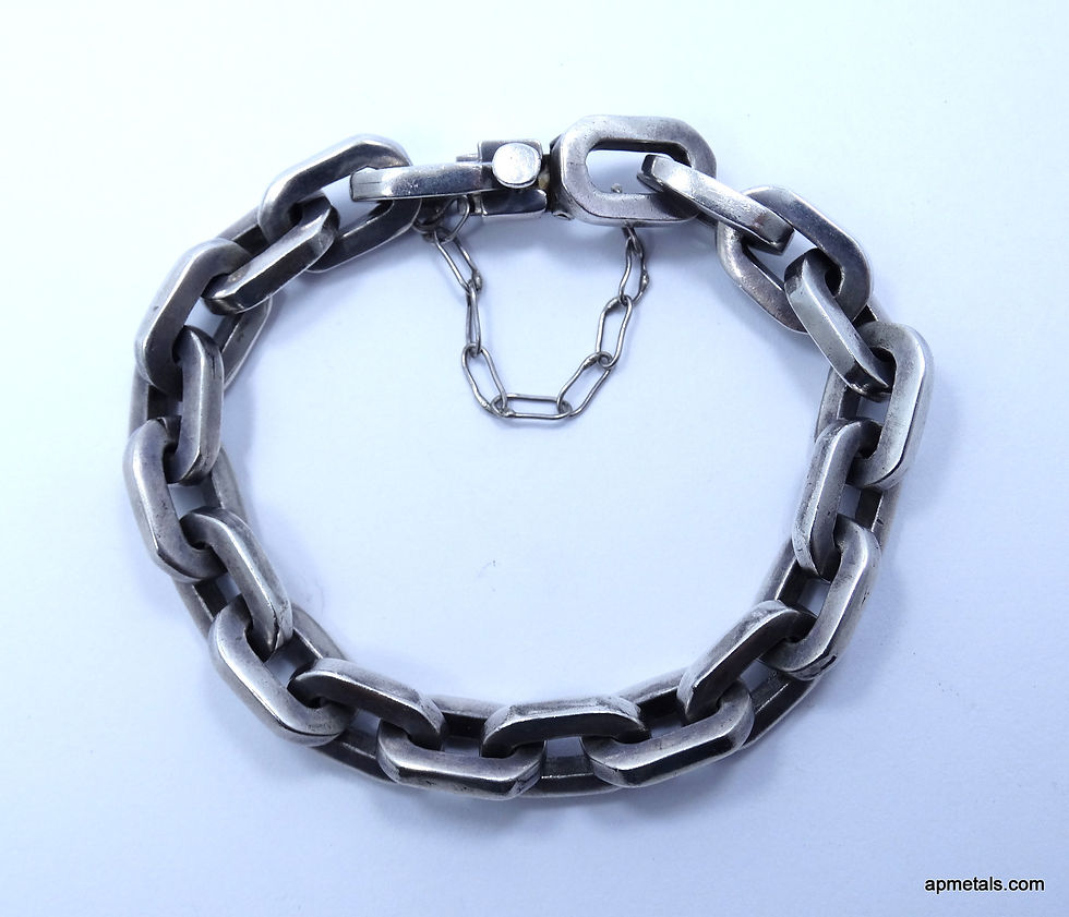 Thumbnail: Vintage 1940s Mid-Century HEAVY Mexico EDL Sterling Modern Anchor Bracelet